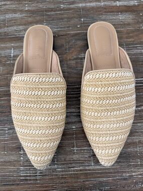 Kelly & Katie Woven Pointed-Toe Mule - Natural - Sz 8.5